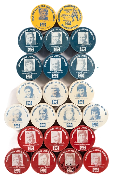 Winnipeg Jets 1975-76 Biltrite Coloured Pepsi Puck Complete Set of 21