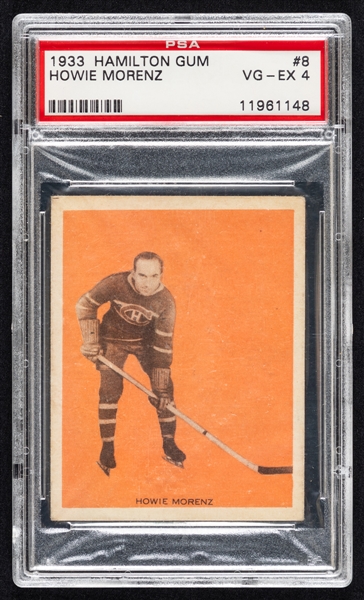 1933-34 Hamilton Gum V288 Hockey Card #8 HOFer Howie Morenz - Graded PSA 4