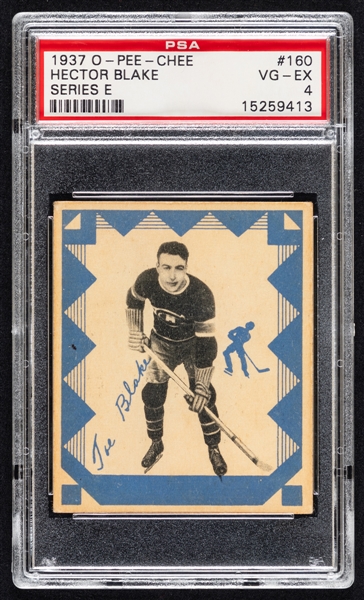 1937-38 O-Pee-Chee Series "E" (V304E) Hockey Card #160 HOFer Toe Blake Rookie - Graded PSA 4