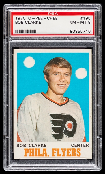 1970-71 O-Pee-Chee Hockey Card #195 HOFer Bobby Clarke Rookie - Graded PSA 8