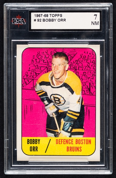 1967-68 Topps PSA/KSA-Graded Hockey Cards (5) Including #92 HOFer Bobby Orr (Graded KSA 7)