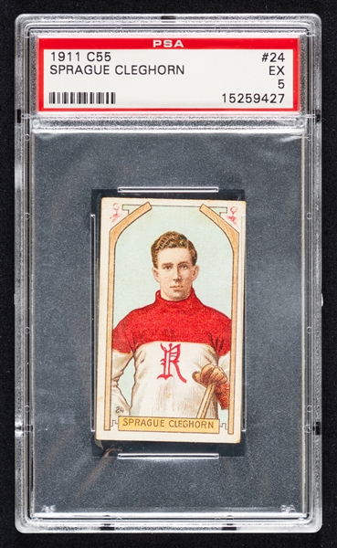 1911-12 Imperial Tobacco C55 Hockey Card #24 HOFer Sprague Cleghorn Rookie - Graded PSA 5