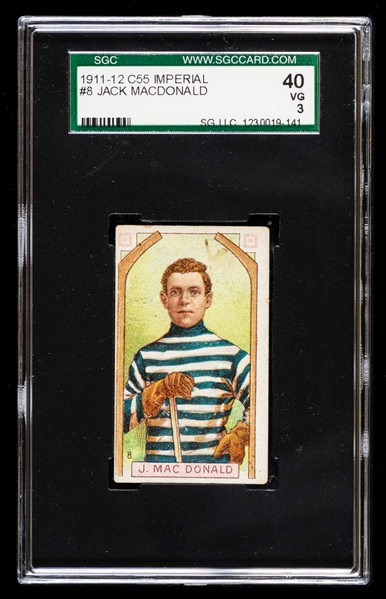 1911-12 Imperial Tobacco C55 Hockey Card #8 Jack MacDonald - Graded SGC 3