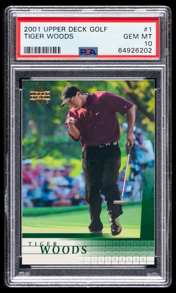 2001 Upper Deck PGA Golf Card #1 Tiger Woods Rookie - Graded GEM MT 10