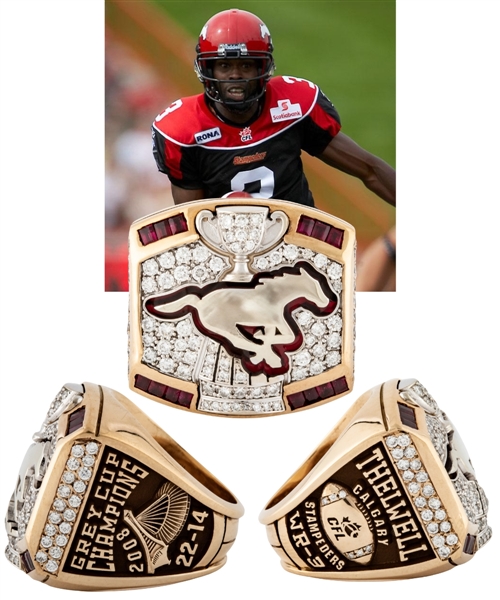 Ryan Thelwells 2008 Calgary Stampeders Grey Cup Championship 10K Gold and Diamond Ring