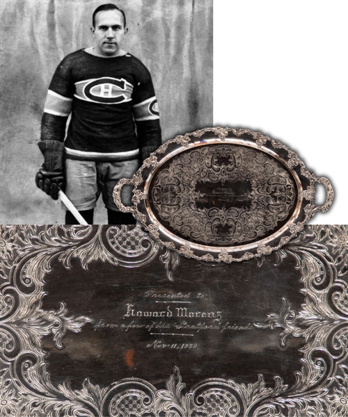 Howie Morenzs November 11th 1930 Presentation Tray from Stratford Friends with Family LOA