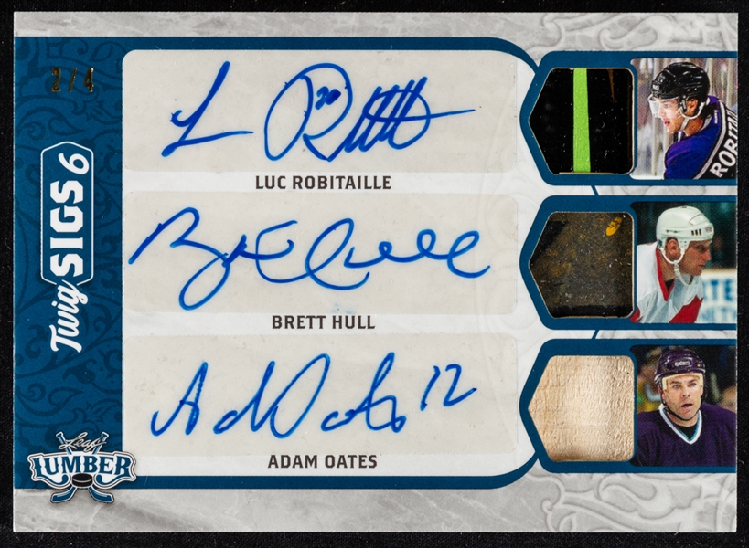 2021-22 Leaf Lumber Twig Sigs 6 Autos/Sticks Hockey Card #TS6-6 Robitaille Hull Oates Kurri Lindros Gilmour (2/4) 