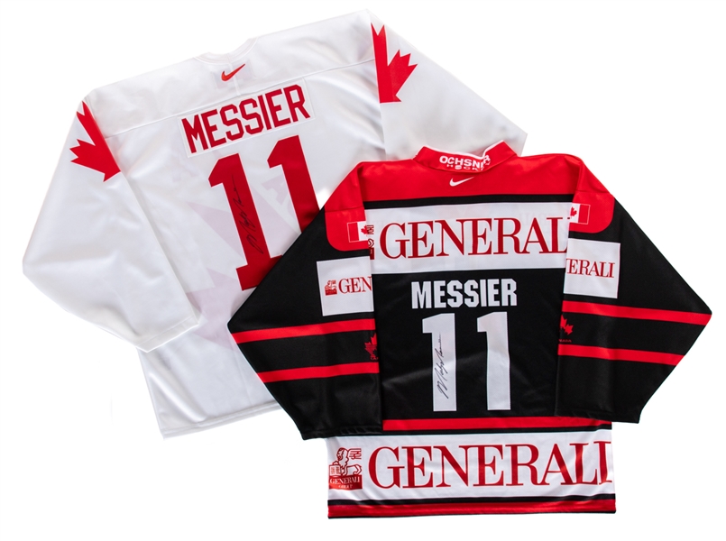 Mark Messier Signed Team Canada Spengler Cup and Canada Cup Jerseys with JSA Auction LOA