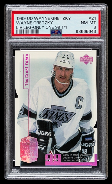 1999-2000 Upper Deck Living Legends "1989-90 NHLs All-Time Scoring Leader" Hockey Card #21 HOFer Wayne Gretzky (1/1) - Graded PSA 8