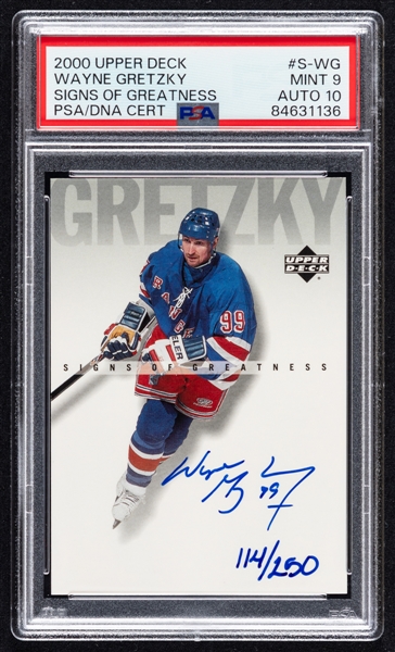 2000-01 Upper Deck Signs of Greatness Signed Hockey Card #S-WG HOFer Wayne  Gretzky (114/250) - Card Graded PSA 9 - PSA/DNA Certified Auto Graded 10