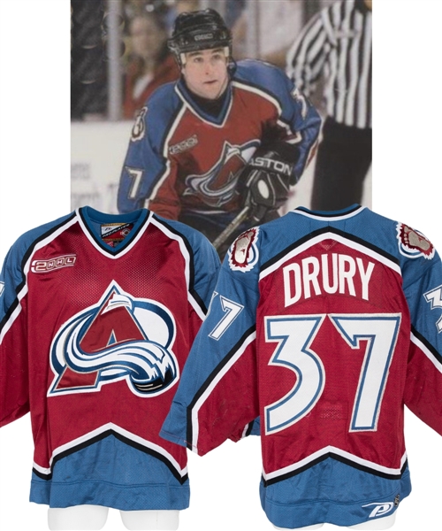 Chris Drurys 1999-2000 Colorado Avalanche Game-Worn Jersey - NHL2000 Patch! - Nice Game Wear!