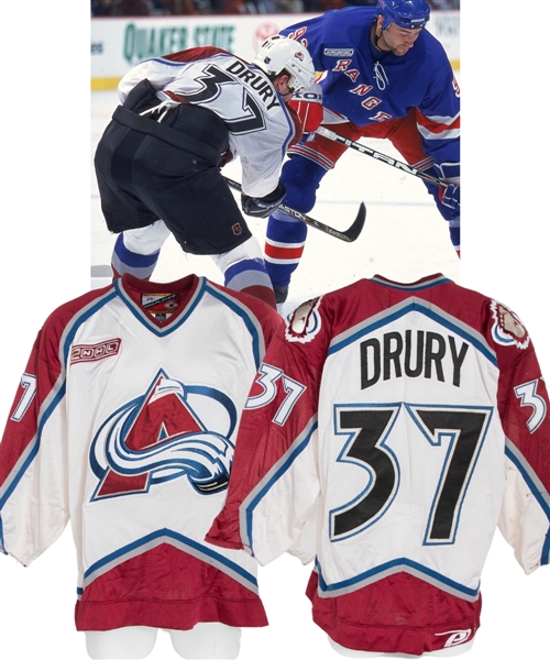 Chris Drurys 1999-2000 Colorado Avalanche Game-Worn Jersey - NHL2000 Patch! - Team Repairs! - Photo-Matched!