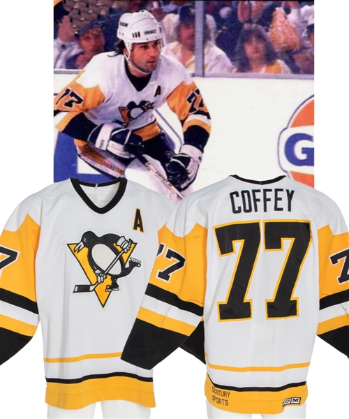 Paul Coffeys 1988-89 Pittsburgh Penguins Game-Worn Alternate Captains Jersey 