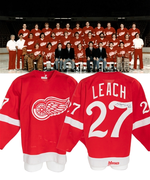 Reggie Leachs 1982-83 Detroit Red Wings Game-Worn Jersey - Numerous Team Repairs! - Scarce One-Year Style! - Final NHL Season!