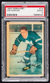 1953-54 Parkhurst Hockey Card #13 HOFer Tim Horton - Graded PSA 2