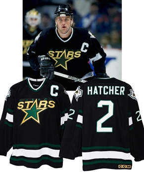 Derian Hatchers 1998-99 Dallas Stars Game-Worn Captains Jersey with MeiGray LOA and COR - Stanley Cup Championship Season!