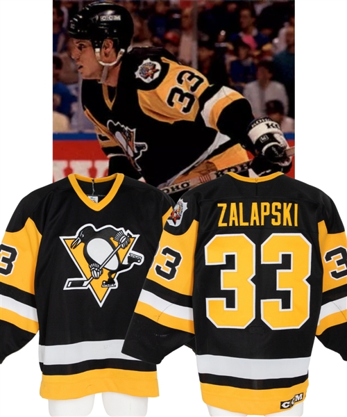 Zarley Zalapskis 1989-90 Pittsburgh Penguins Game-Worn Jersey with MeiGray LOA and COR - 1990 NHL All-Star Game Patch! - Photo-Matched!