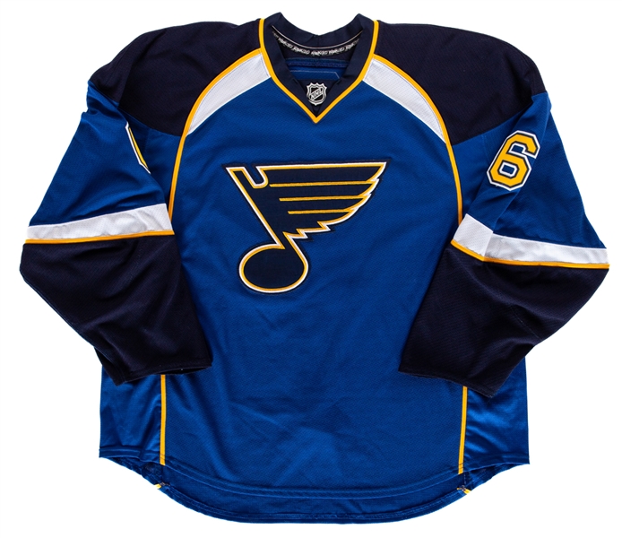 Erik Johnsons 2007-08 St. Louis Blues Team-Issued Rookie Season Jersey 