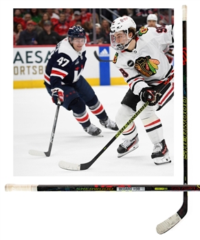 Connor Bedards 2023-24 Chicago Blackhawks Sher-Wood Rekker Legend Pro VR92 Signed Game-Used Rookie Season Stick with AJ Sports Verification and COA - Photo-Matched!