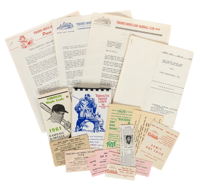 Late-1950s/Early-1960s Toronto Maple Leafs Baseball Club International League Document, Pass and Schedule Collection of 100+ 