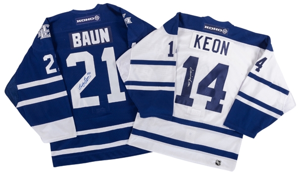 Bobby Baun & Dave Keon (Vintage Style) Signed Toronto Maple Leafs Jerseys with JSA Auction LOA 