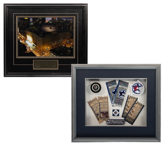 2001 Hockey Hall of Fame Legends Game "Maple Leaf Gardens" Multi-Signed Framed Photo Including Sittler, Salming, Vaive, Clark, Stanley and Henderson Plus 2000 NHL All-Star Game Memorabilia Shadowbox