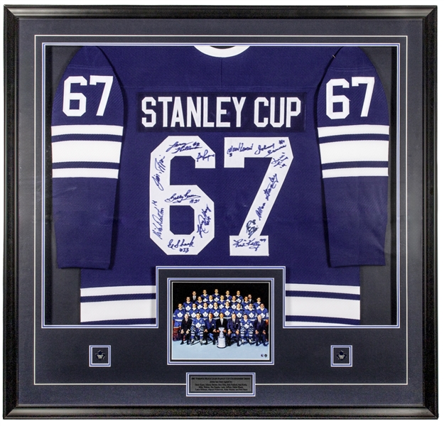 Toronto Maple Leafs 1966-67 Stanley Cup Champions Team-Signed Framed Jersey and Photo Display with COA (41" x 43")