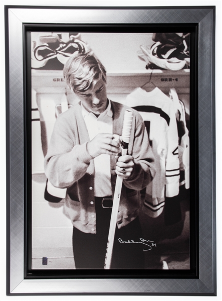 Bobby Orr Signed Boston Bruins Limited-Edition Framed Print on Canvas #36/44 with WGA COA (31" x 43") and Signed Bruins Jersey  