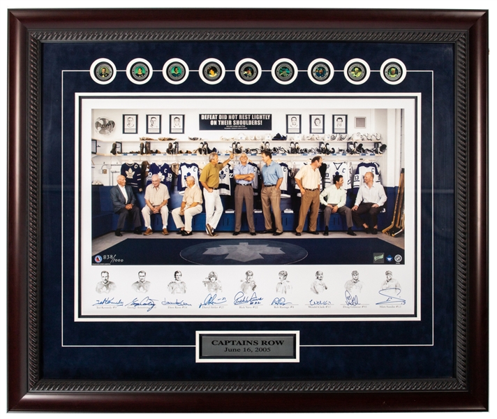 Toronto Maple Leafs "Captains Row" Multi-Signed Framed Limited-Edition Lithograph #838/1000 with Frameworth COA (31" x 37”)