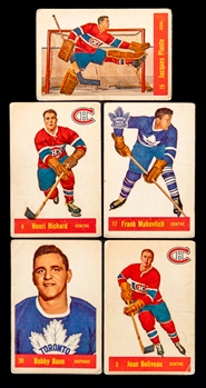 1957-58 Parkhurst Hockey Near Complete Card Set (43/50) Including Rookie Cards of HOFers #4 Henri Richard and #17 Frank Mahovlich