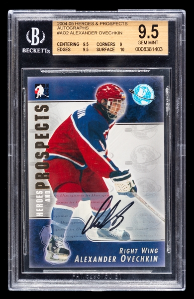 2004-05 ITG Heroes and Prospect Signed Hockey Card #A-AO2 Alexander Ovechkin (Pre-Rookie) - Card Graded Beckett GEM MINT 9.5 - Auto Graded Beckett 10