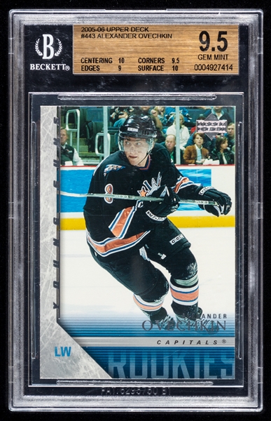 2005-06 Upper Deck Young Guns Hockey Card #443 Alexander Ovechkin Rookie - Graded Beckett GEM MINT 9.5