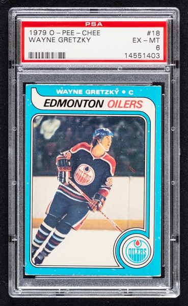 1979-80 O-Pee-Chee Hockey Card #18 HOFer Wayne Gretzky Rookie - Graded PSA 6