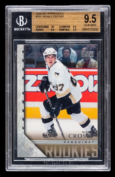 2005-06 Upper Deck Young Guns Hockey Card #201 Sidney Crosby Rookie - Graded Beckett GEM MINT 9.5