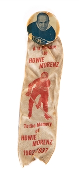 1937 Howie Morenz Memorial Game Pin with Ribbon