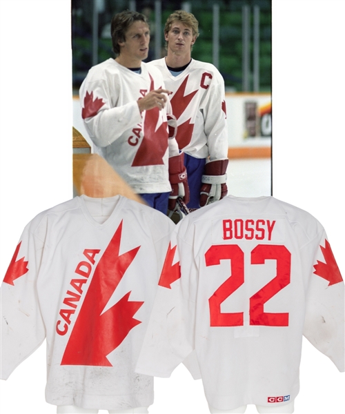 Mike Bossys 1984 Canada Cup Team Canada Game-Worn Jersey from the Personal Collection of Patrick Sundstrom with His Signed LOA - Nice Game Wear! - Photo and Video-Matched!