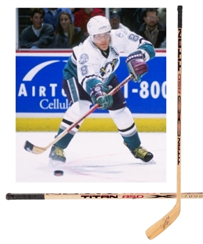 Teemu Selannes 1997-98 Anaheim Mighty Ducks Signed Titan ASD Game-Used Stick from Tomas Sandstrom Personal Collection with LOA