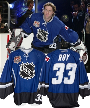 Patrick Roys 2002 NHL All-Star Game Team North America Signed Photo-Shot Worn Jersey with COA