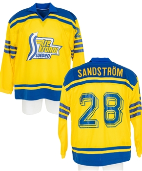 Tomas Sandstroms 1984 IIHF World Junior Championships Team Sweden Game-Worn Jersey from His Personal Collection with LOA 