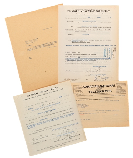 Toronto Maple Leafs 1930s/40s Official Documents Collection of 5 Including Signatures from Deceased HOFer Conn Smythe (2)