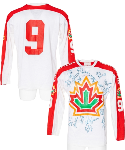 Team Canada 1977 IIHF World Championships Team-Signed Jersey by 20+ Including Phil and Tony Esposito, Ellis, Gilbert and Others 