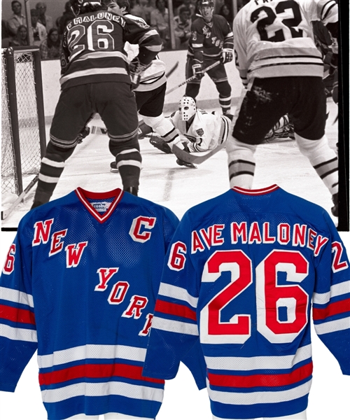 Dave Maloneys Circa 1980-81 New York Rangers Game-Worn Captains Jersey with LOA 