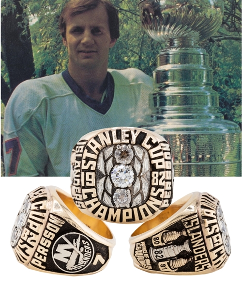 Stefan Perssons 1981-82 New York Islanders Stanley Cup Championship 10K Gold and Diamond Ring with Original Box from His Personal Collection with LOA