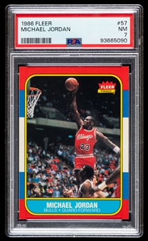 1986-87 Fleer Basketball Complete 132-Card Set Including #57 HOFer Michael Jordan Rookie - Graded PSA 7