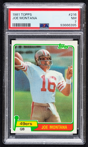 1981 Topps Football Card #216 HOFer Joe Montana Rookie - Graded PSA 7