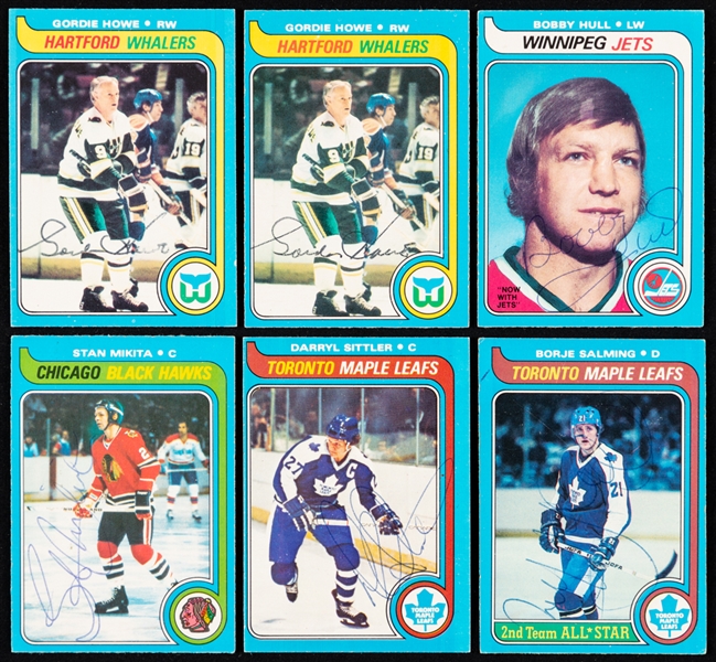 1979-80 O-Pee-Chee Hockey Signed Hockey Cards (275+) Including Gordie Howe (2), Hull, Mikita, Sittler, McDonald, Sittler, Salming, Barber, P. Esposito, Keon, Park, Smith and Others