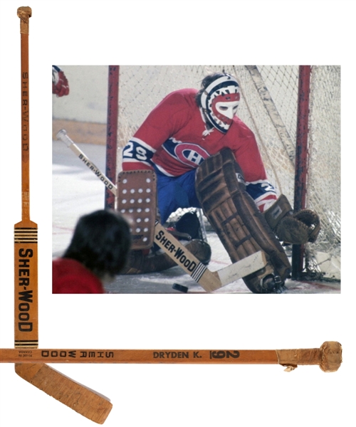 Ken Drydens 1974-75 Montreal Canadiens Sher-Wood Game-Used Stick with LOA 