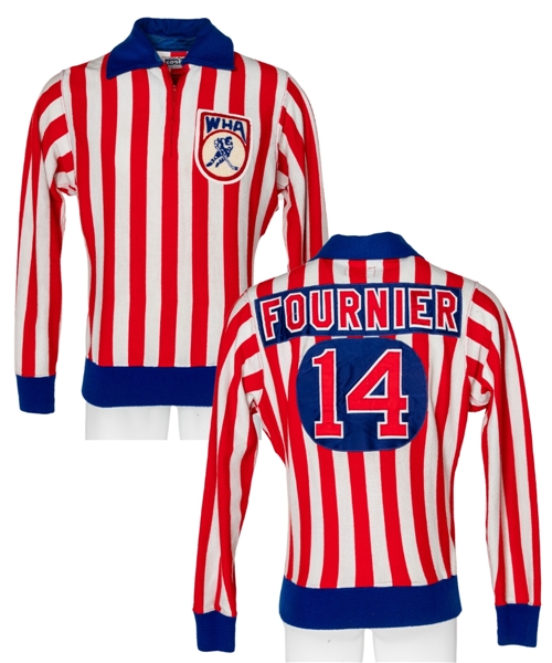 Ron Fourniers Mid-1970s WHA Red, White and Blue Referee Game-Worn Jersey with LOA 