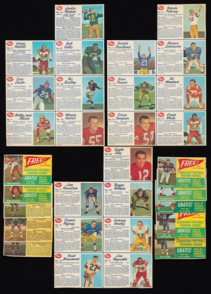 1962 Post CFL Uncut Cereal Box Back / Panel Collection of 8 (56 Cards) Plus 1963 Box Front Cards (7)