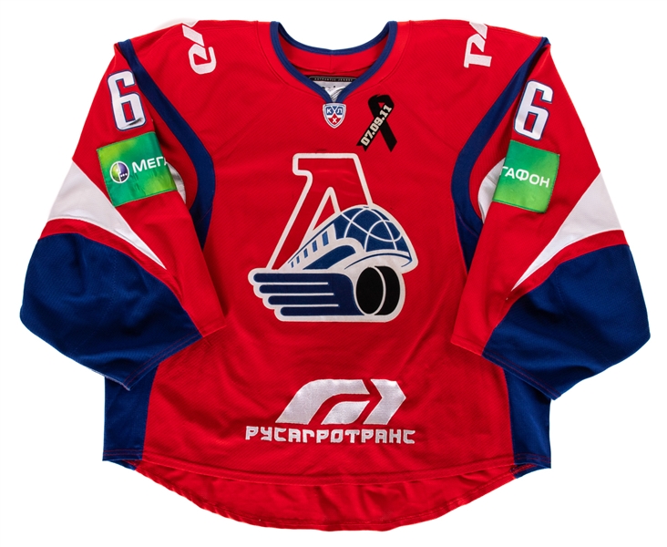 Nikita Lozhkins 2012-13 KHL Lokomotiv Yaroslavl Game-Worn Jersey